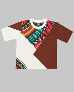 brown loop knit multi colored t shirt for kids