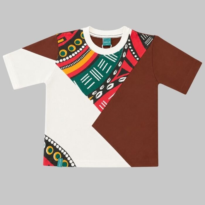 brown loop knit multi colored t shirt for kids