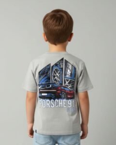 porsche 911 embossed logo tee with prints at back