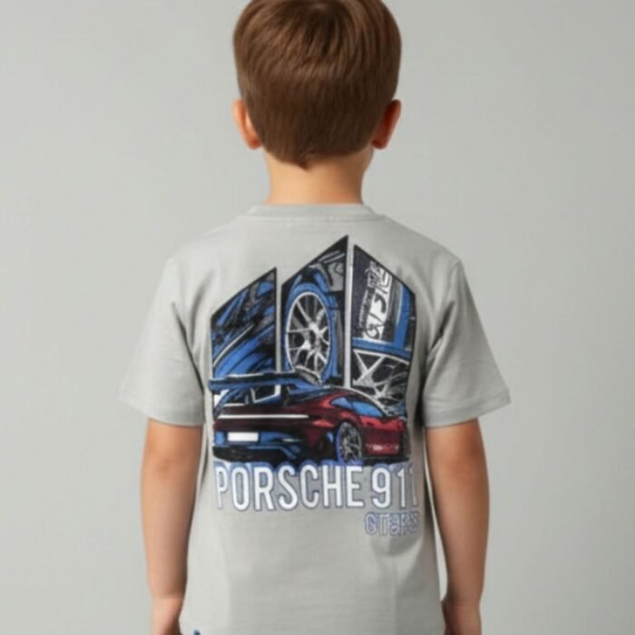 porsche 911 embossed logo tee with prints at back