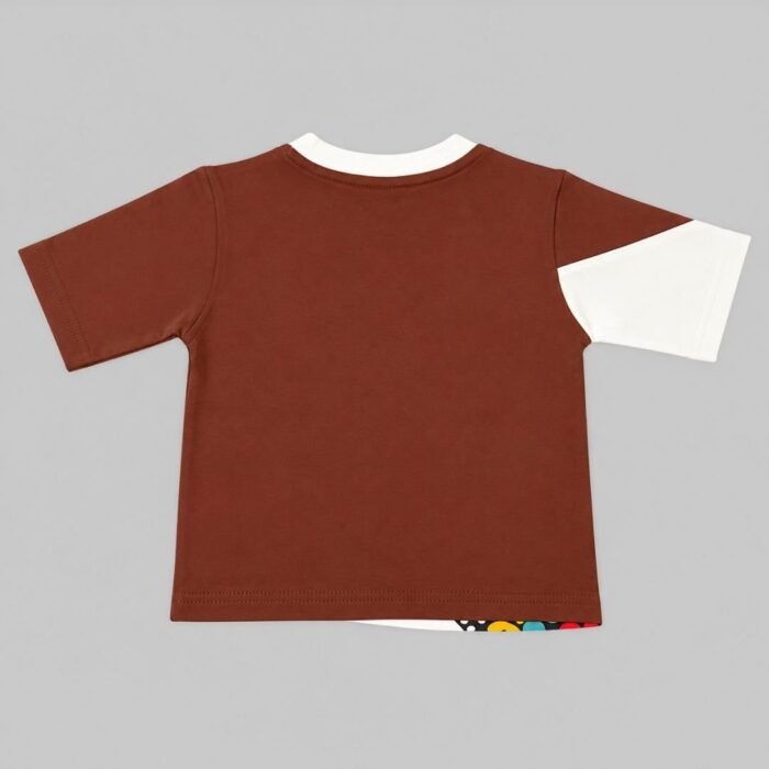 brown loop knit multi colored t shirt for kids
