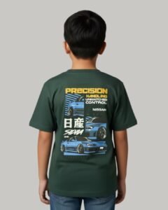 dark green embossed t shirt for boys