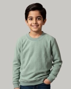 boys' zeron "metric" textured v neck sweat shirt – sage green