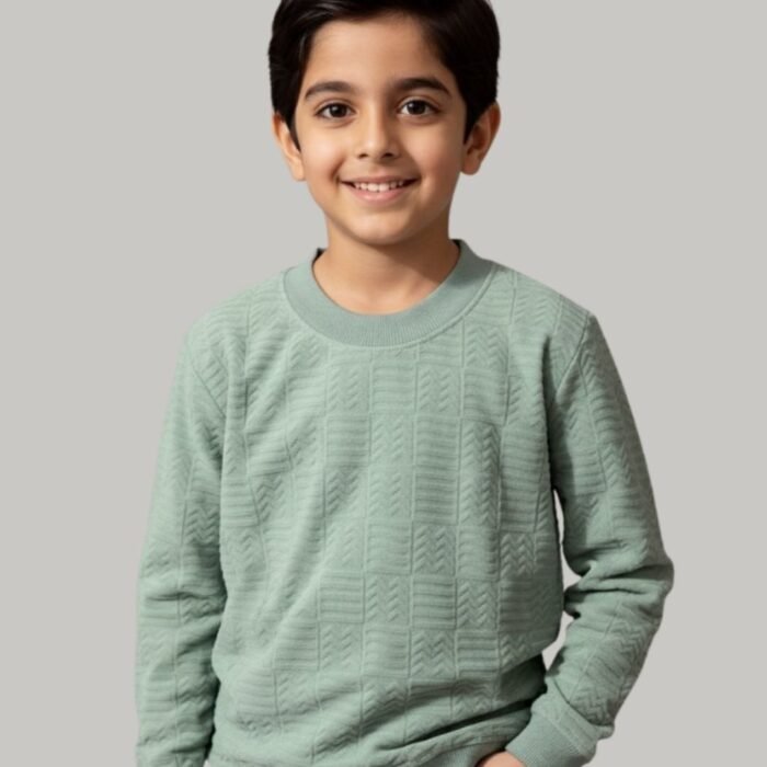 boys' zeron "metric" textured v neck sweat shirt – sage green