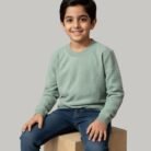 boys' zeron "metric" textured v neck sweat shirt – sage green