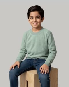boys' zeron "metric" textured v neck sweat shirt – sage green