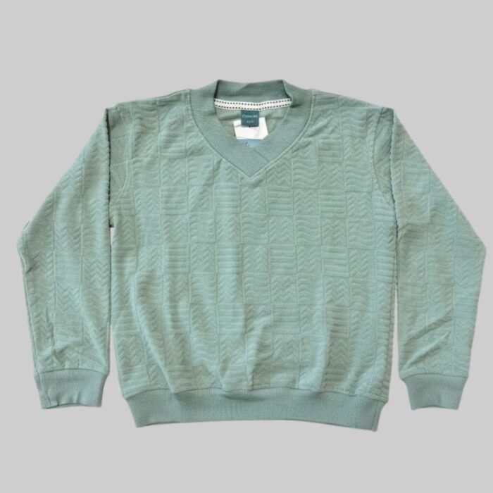 boys' zeron "metric" textured v neck sweat shirt – sage green