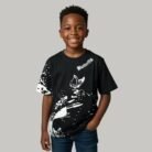 black loop knit t shirt with butterfly prints for kids
