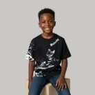 black loop knit t shirt with butterfly prints for kids