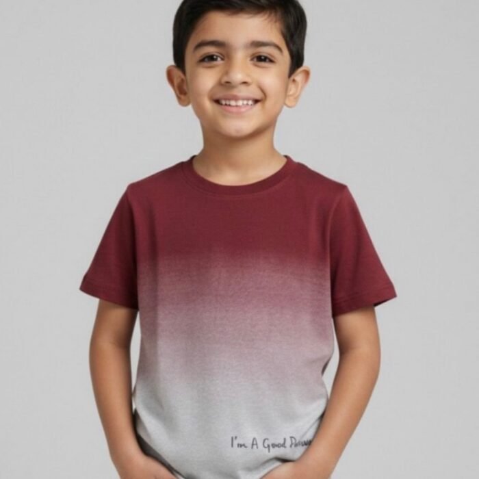 ombré "good person" graphic tee – burgundy for young boys