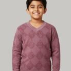 boys' textured diamond v neck terry sweatshirt – dusty rose