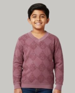 boys' textured diamond v neck terry sweatshirt – dusty rose