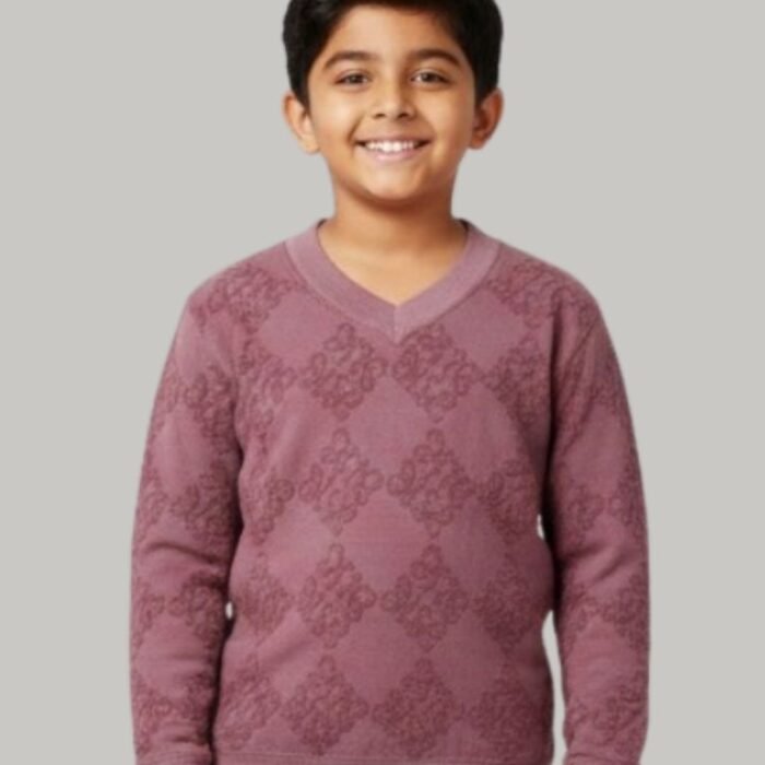 boys' textured diamond v neck terry sweatshirt – dusty rose