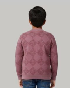 boys' textured diamond v neck terry sweatshirt – dusty rose