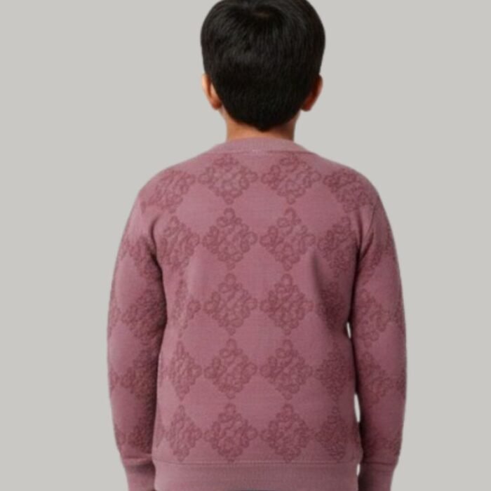 boys' textured diamond v neck terry sweatshirt – dusty rose