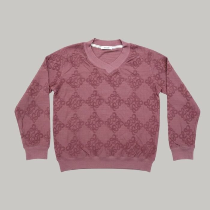 boys' textured diamond v neck terry sweatshirt – dusty rose