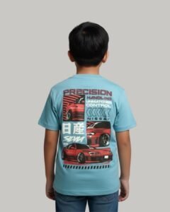 light blue embossed t shirt for boys