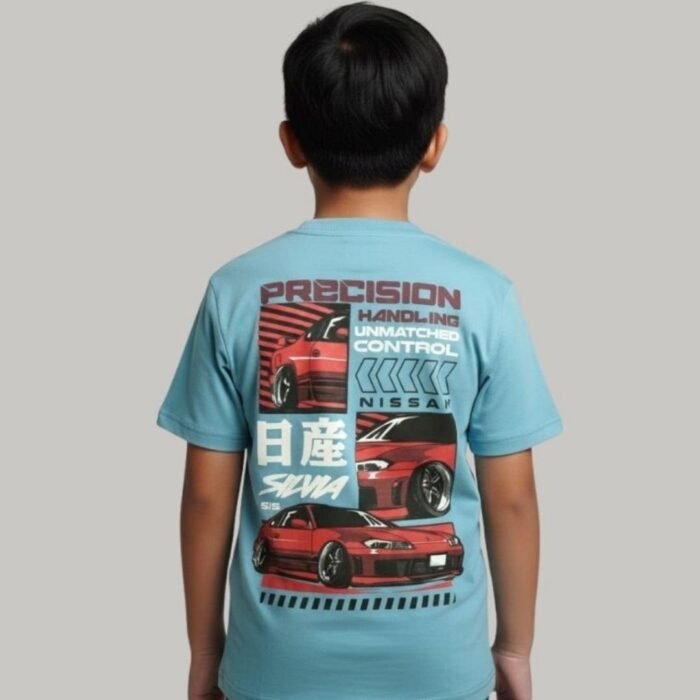 light blue embossed t shirt for boys
