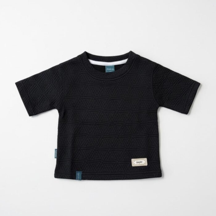 geometric textured tee black