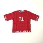 red loop knit t shirt with bold prints for kids