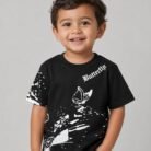 black loop knit t shirt with butterfly prints for kids