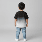 black spray painted loop knit t shirt for kids