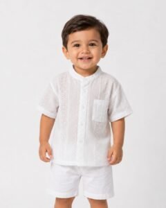 white mandarin collar shirt for toddlers