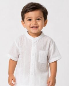 white mandarin collar shirt for toddlers