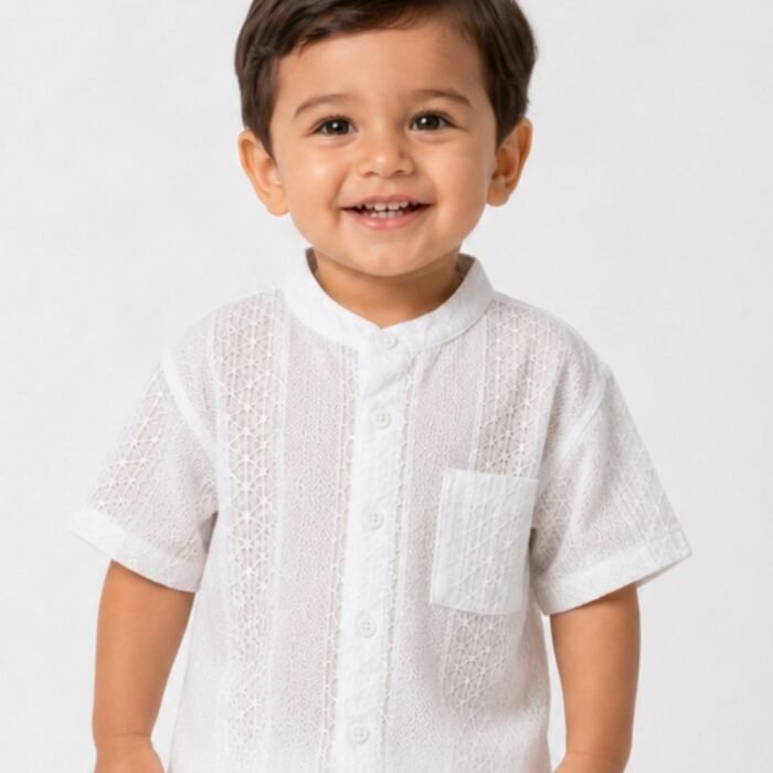 white mandarin collar shirt for toddlers