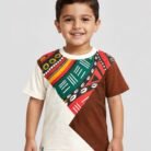 brown loop knit multi colored t shirt for toddler