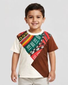 brown loop knit multi colored t shirt for toddler