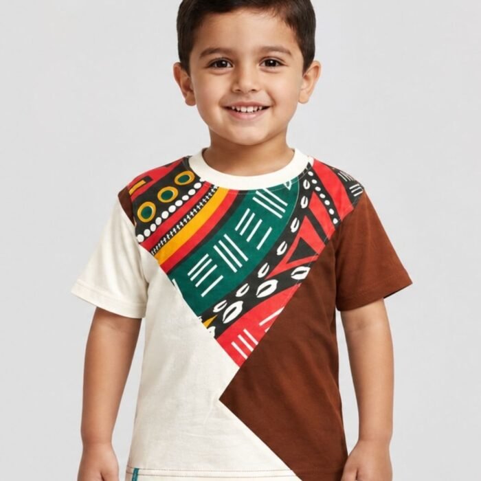 brown loop knit multi colored t shirt for toddler