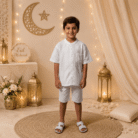 white mandarin collar shirt for young boys