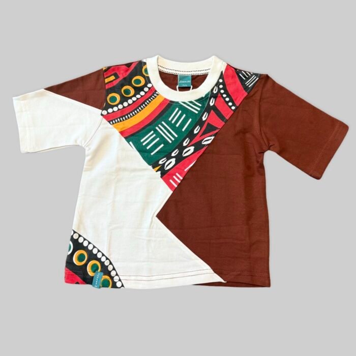 brown loop knit multi colored t shirt for toddler