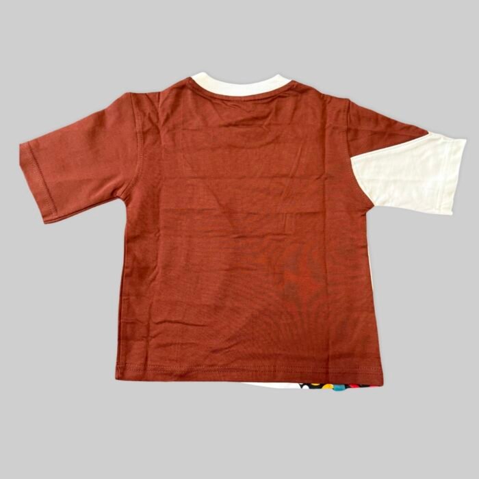 brown loop knit multi colored t shirt for toddler